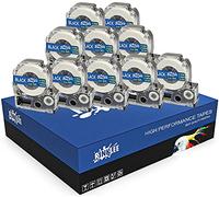 RINKLEE LC-4WBN LC-4WBN9 Black on White Label Tape Compatible with Epson LabelWorks LW-300 LW-300L LW-400 LW-500 LW-600P LW-700 LW-900P LW-1000P & KingJim Tepra Pro | 12 mm x 8 m | 10-Pack