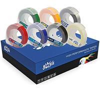 RINKLEE White on Black/Red/Blue/Green/Yellow/Clear/Silver 3D Embossing Label Tape Compatible with Omega & Junior Embossers | 9mm x 3m | 7-Pack