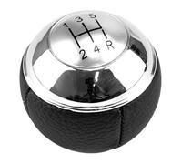 RINKTEEA Gear Shift Knob Shifter Lever Leather Chrome Gear Stick Knob for R50 R52 R53 for Cooper 2001-2008 Manual 5/6 Speed(Silver 5 Speed)