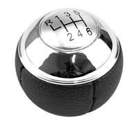 RINKTEEA Gear Shift Knob Shifter Lever Leather Chrome Gear Stick Knob for R50 R52 R53 for Cooper 2001-2008 Manual 5/6 Speed(Silver 6 Speed)