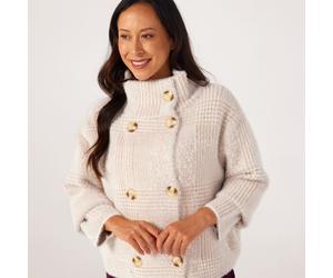 Rino & Pelle Beth Short Double-Breasted Printed Jacket STONE CHECK LARGE