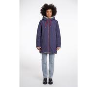Rino & Pelle Javin Reversible Hooded Coat with Faux Fur NAVY SIZE 38