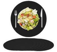Rinpon Cloth Round Placemats Set of 8,Rustic Linen Fabric Placemats Machine Washable Placemats Heat Resistant Placemats Wrinkle Free Thick Polyester Kitchen Place Mats for Dining Table-Black