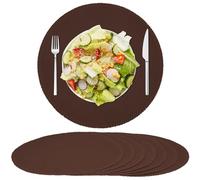 Rinpon Cloth Round Placemats Set of 8,Rustic Linen Fabric Placemats Machine Washable Placemats Heat Resistant Placemats Wrinkle Free Thick Polyester Kitchen Place Mats for Dining Table-Dark Brown
