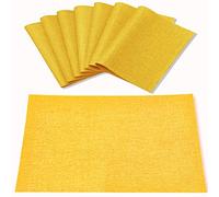 Rinpon Linen Placemats Set of 8, Machine Washable, Heat Resistant, Wrinkle Free, Thick Polyester Kitchen Place Mats for Dining Table (Yellow)
