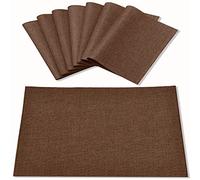 Rinpon Linen Placemats Set of 8, Machine Washable, Heat Resistant, Wrinkle Free, Thick Polyester Kitchen Place Mats for Dining Table (Dark Brown)