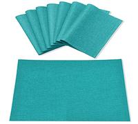 Rinpon Linen Placemats Set of 8, Machine Washable, Heat Resistant, Wrinkle Free, Thick Polyester Kitchen Place Mats for Dining Table (Teal Blue)