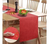 Rinpon Waterproof Wipeable Table Runner, Thick Farmhouse Table Runner, Dresser Runner, Rustic Table Decorations for Kitchen Dining Room, Bedroom, Living Room, Indoor and Outdoor (72'', Red)