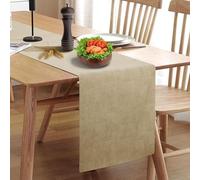 Rinpon Waterproof Wipeable Table Runner, Thick Farmhouse Table Runner, Dresser Runner, Rustic Table Decorations for Kitchen Dining Room, Bedroom, Living Room, Indoor and Outdoor (72'', Camel Brown)
