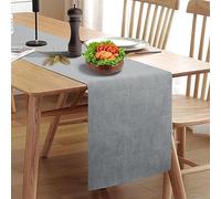 Rinpon Waterproof Wipeable Table Runner, Thick Farmhouse Table Runner, Dresser Runner, Rustic Table Decorations for Kitchen Dining Room, Bedroom, Living Room, Indoor and Outdoor (60'', Grey)