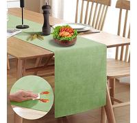 Rinpon Waterproof Wipeable Table Runner, Thick Farmhouse Table Runner, Dresser Runner, Rustic Table Decorations for Kitchen Dining Room, Bedroom, Living Room, Indoor and Outdoor (72'', Green)