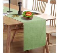 Rinpon Waterproof Wipeable Table Runner, Thick Farmhouse Table Runner, Dresser Runner, Rustic Table Decorations for Kitchen Dining Room, Bedroom, Living Room, Indoor and Outdoor (36'', Green)