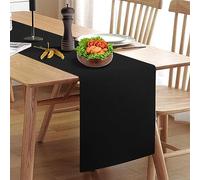 Rinpon Waterproof Wipeable Table Runner, Thick Farmhouse Table Runner, Dresser Runner, Rustic Table Decorations for Kitchen Dining Room, Bedroom, Living Room, Indoor and Outdoor (48'', Black)