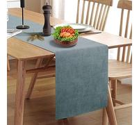 Rinpon Waterproof Wipeable Table Runner, Thick Farmhouse Table Runner, Dresser Runner, Rustic Table Decorations for Kitchen Dining Room, Bedroom, Living Room, Indoor and Outdoor (48'', Blue Grey)