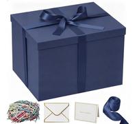 Rinrda Extra Large Gift Box,15x12x10 Inches,Blue Gift Boxes with Lids for Presents,10-inch Deep Box for Christmas Mother’s Day Valentine's Day or Business.Contains Card,Ribbon,Shredded paper.