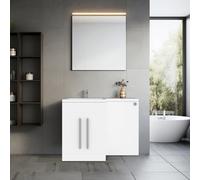 Rinse Bathrooms 1100mm L Shape Lh Vanity Unit Gloss White Painting Sink Unit & Btw Toilet Unit - Flat Packed