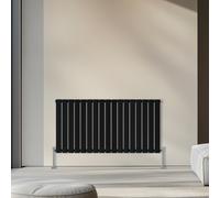 Rinse Bathrooms 600X1156mm Horizontal Column Designer Radiator Black Single Flat Panel Radiators