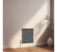 Rinse Bathrooms 600X550mm Grey Anthracite Horizontal Designer Radiator Single Rectangular Panel Modern Central Heating