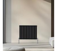 Rinse Bathrooms 600X748mm Horizontal Column Designer Radiator Black Double Flat Panel Radiators