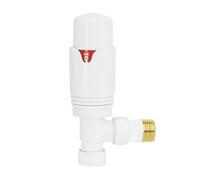 Rinse Bathrooms Angled 1 X 15mm White Round Head Radiator And Towel Rail Thermostatic Valve