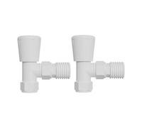 Rinse Bathrooms Angled Towel Radiator Valves Round 15mm For Towel Rail Radiator White
