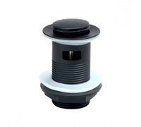 Rinse Bathrooms Black Round Slotted Click Clack Basin Waste Matt Black