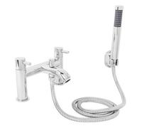 Rinse Bathrooms Designer Brass Bathroom Dual Twin Lever Action Bath Shower Mixer Taps Chrome
