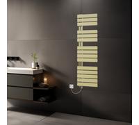 Rinse Bathrooms Designer Flat Panel Electric Heated Towel Rail Radiator Bathroom Prefilled Brushed Brass 1380X500mm
