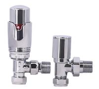 Rinse Bathrooms Designer Modern Angled Thermostatic Radiator Valve Pack For Towel Rails Chrome Trv Set