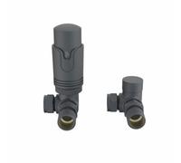 Rinse Bathrooms Designer Modern Corner Thermostatic Radiator Valve Pack For Towel Rails Anthracite Trv Set