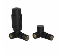 Rinse Bathrooms Designer Modern Corner Thermostatic Radiator Valve Pack For Towel Rails Black Trv Set