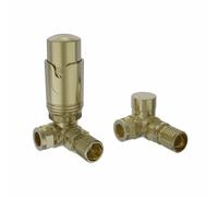 Rinse Bathrooms Designer Modern Corner Thermostatic Radiator Valve Pack For Towel Rails Brushed Brass Trv Set