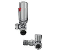 Rinse Bathrooms Designer Modern Corner Thermostatic Radiator Valve Pack For Towel Rails Chrome Trv Set