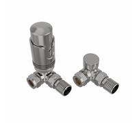Rinse Bathrooms Designer Modern Corner Thermostatic Radiator Valve Pack For Towel Rails Satin Nickel Trv Set