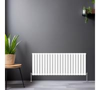 Rinse Bathrooms Horizontal 600X1428mm Flat Panel Column Designer Radiator White Single Radiators Central Heating