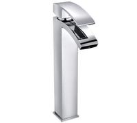 Rinse Bathrooms Modern Bathroom Waterfall High Rise Tall Basin Mixer Tap Mono Square Single Lever Chrome
