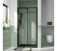 Rinse bathrooms Rinse 1000mm Bi-Fold Door Black Profile With 1000X900mm Black Shower Tray&waste