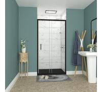 Rinse bathrooms Rinse 1000mm Single Sliding Shower Door Black Profile With 1000X900mm Black Shower Tray&waste