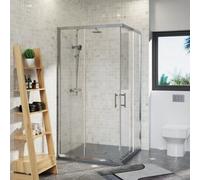Rinse bathrooms Rinse 1000X1000X1900mm Square Shower Enclosure Sliding Doors Corner Entry Cubicle Chrome With Anthracite Shower Tray & Free Waste