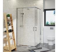 Rinse bathrooms Rinse 1000X1000X1900mm Square Shower Enclosure Sliding Doors Corner Entry Cubicle Chrome With White Shower Tray & Free Waste