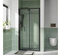 Rinse bathrooms Rinse 1100mm Bi-Fold Door Black Profile With 1100X700mm Anthracite Shower Tray&waste