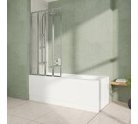 Rinse bathrooms Rinse 1500X700mm Single Ended Straight Bath + Chrome 4 Panel Folding Bath Screen