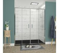 Rinse bathrooms Rinse 1600mm Double Sliding Shower Door Chrome Profile With 1600X800mm Black Shower Tray&waste