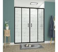 Rinse bathrooms Rinse 1600X1900mm Sliding Double Shower Enclosure For Wetroom Cubicle 6mm Easy Clean Glass Shower Screen Door Black
