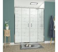 Rinse bathrooms Rinse 1600X1900mm Sliding Double Shower Enclosure For Wetroom Cubicle 6mm Easy Clean Glass Shower Screen Door Chrome