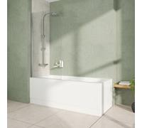 Rinse bathrooms Rinse 1600X700mm Single Ended Straight Bath + Chrome Round Bath Screen