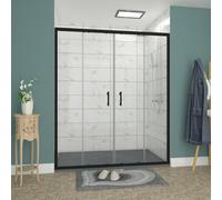 Rinse bathrooms Rinse 1700mm Double Sliding Shower Door Black Profile With 1700X800mm Anthracite Shower Tray&waste