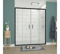 Rinse bathrooms Rinse 1700mm Double Sliding Shower Door Black Profile With 1700X800mm White Shower Tray&waste