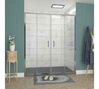 Rinse bathrooms Rinse 1700mm Double Sliding Shower Door Chrome Profile With 1700X800mm Anthracite Shower Tray&waste