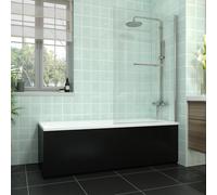 Rinse bathrooms Rinse 1700X700mm Bath + Matte Black Front Panel Mdf + Chrome Square Bath Screen With Towel Rail